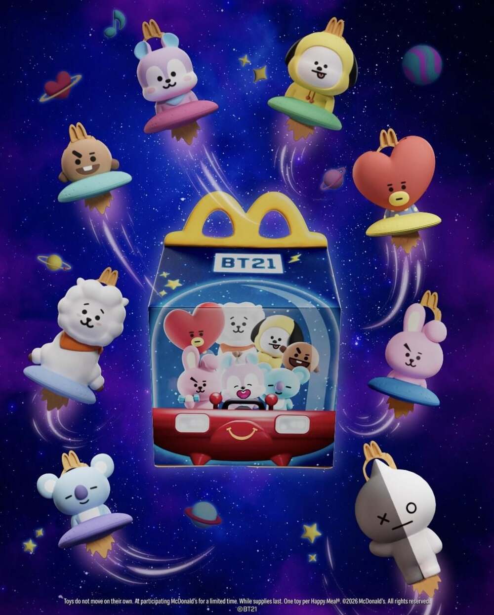 2026 McDONALD'S X BTS BT21 HAPPY MEAL TOY TATA with Happy Meal Army Box - Picture 4 of 5